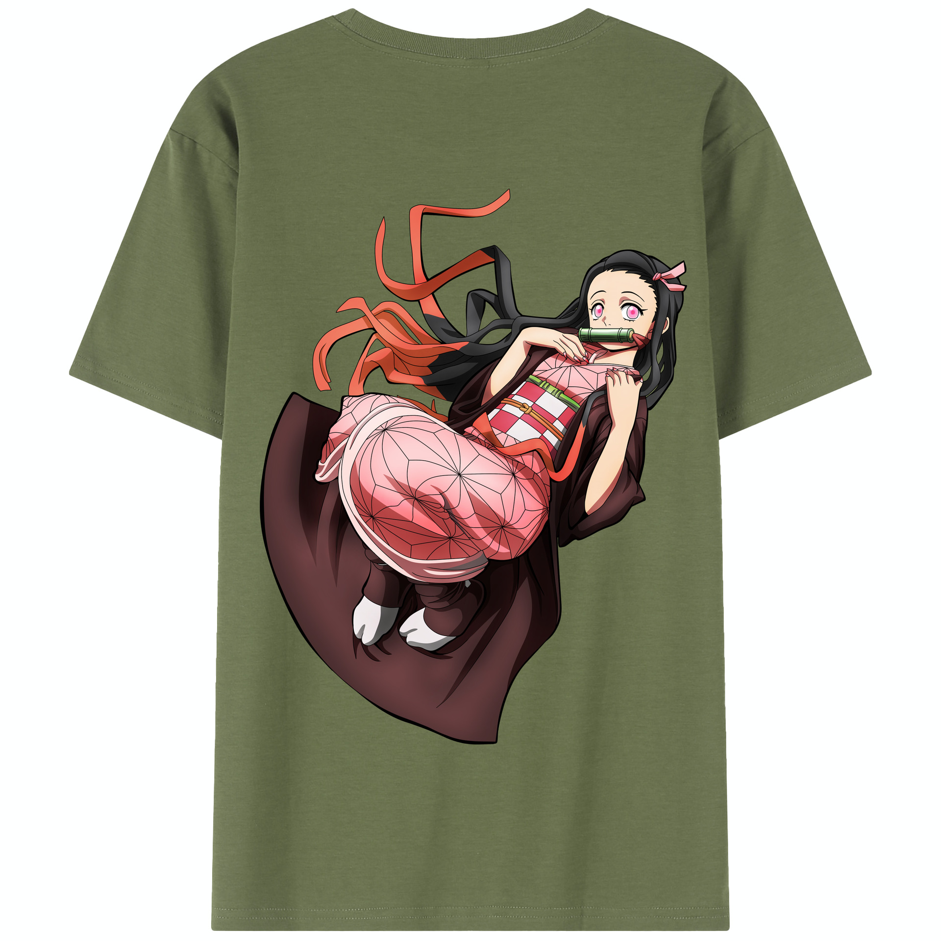 （画像用） 鬼滅の刃（きめつのやいば）竈門 禰󠄀豆子／かまど ねずこ Kamado Nezuko 綿100％半袖Tシャツ（背面プリント）
